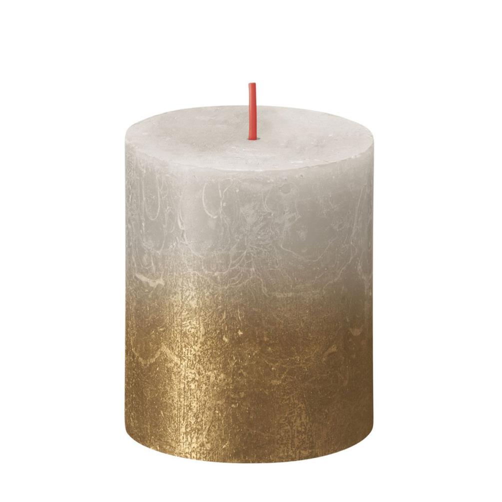 Bolsius Faded Sandy Grey Gold Rustic Metallic Pillar Candle 8cm x 7cm £5.39